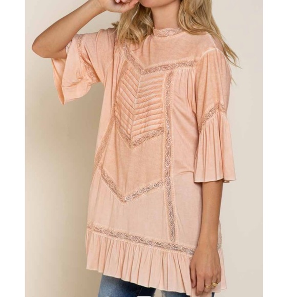 💼M 🦚Kate Sweet Peach Tea Dye Tunic Top New - Picture 7 of 11